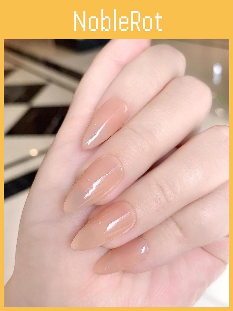 Chinese National Brand Almond-shaped Nail Stickers Pure Color Ice Transparent Design