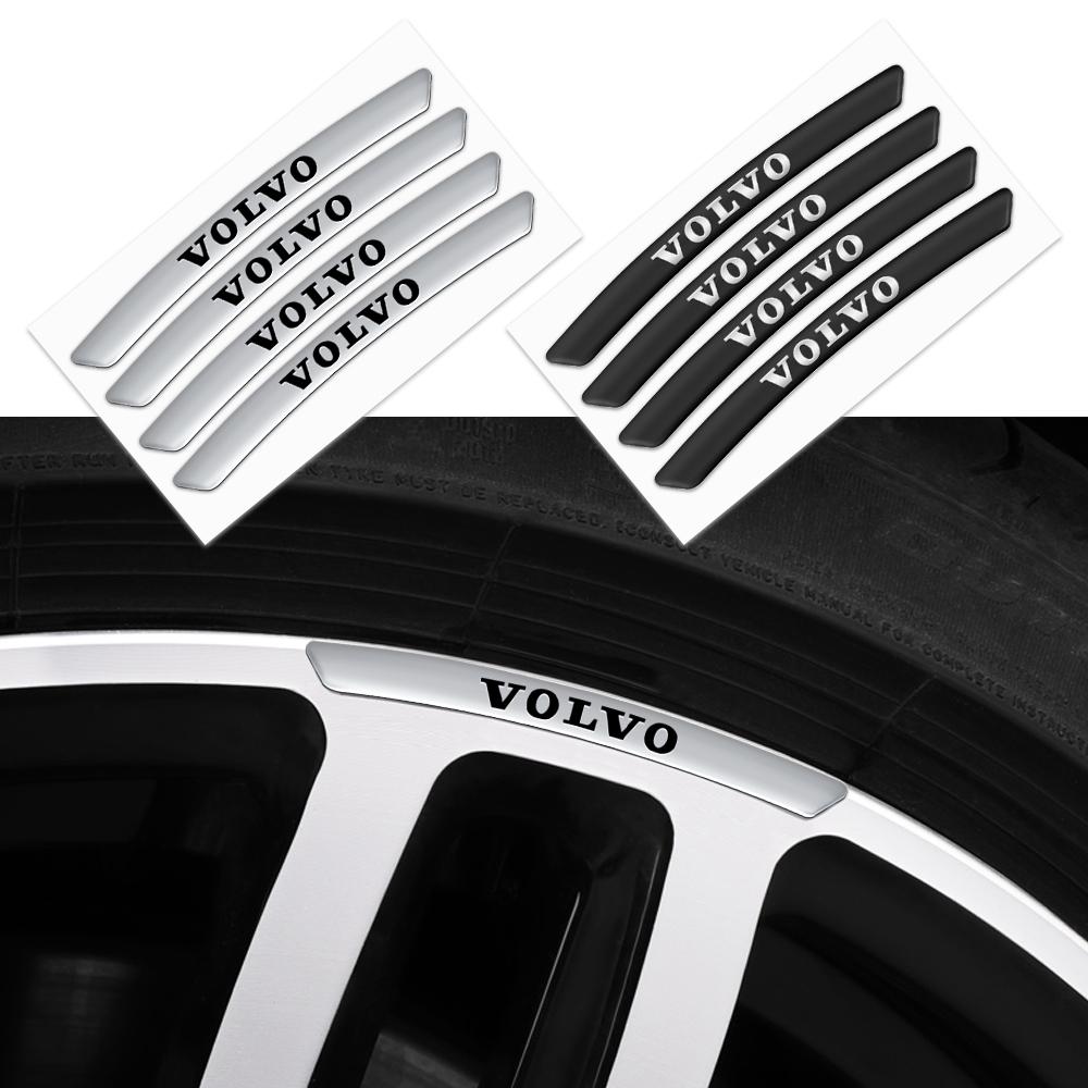 4pcs Aluminum Car Badges Wheel Rims Racing Hub Stickers Auto Decoration for Volvo V40 V50 S40 S80 XC60 S90 XC90 S60 XC40 C40 V90
