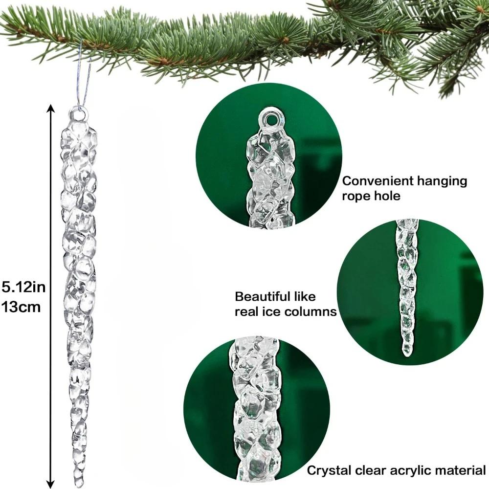 24pcs Creative Christmas Tree Hanging Ornaments Set Acrylic Simulated Icicles for Home Holiday Decoration
