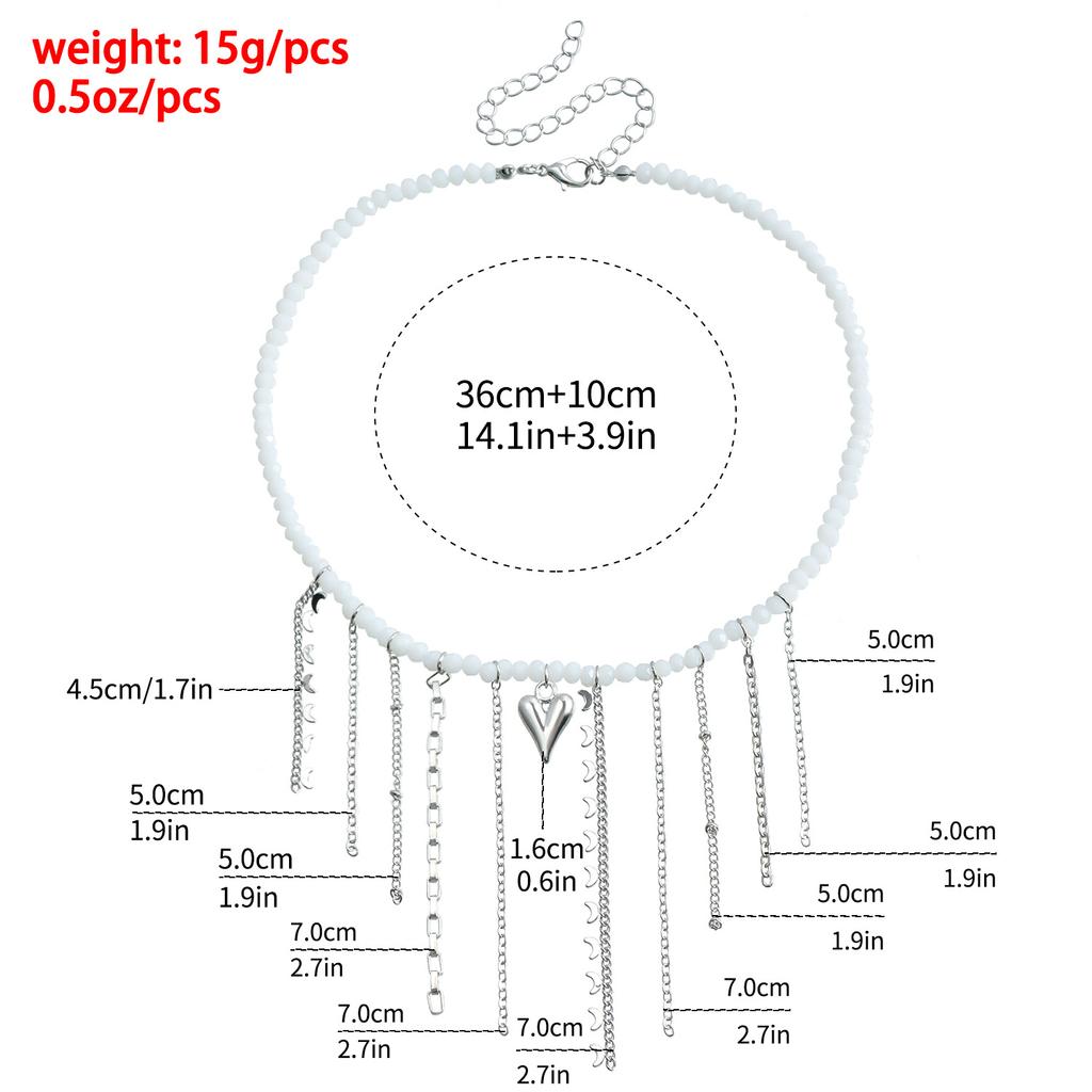 Jewelry Temperament Tassel Moon Small Fragrant Wind Necklace Three-Dimensional Love Versatile Necklace Ornament Collarbone Chain