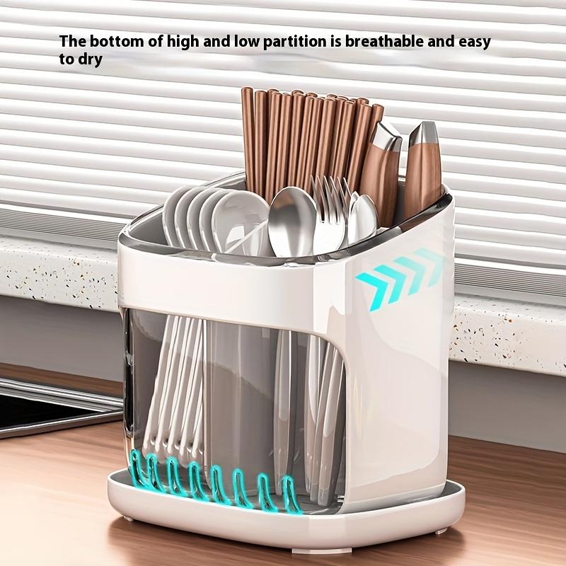 Plastic Kitchen Utensil Holder Draining Cutlery Organizer Kitchen Countertop Storage Basket Chopsticks Storage Holder