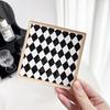 Acrylic Checkerboard Drinks Coaster Cup Mat Tabletop Protection Serving Tray Decorative