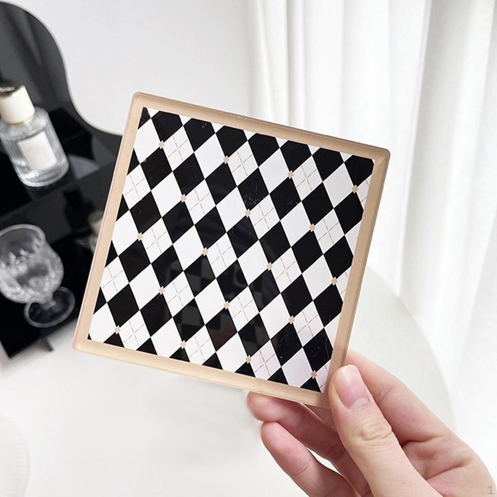 Acrylic Checkerboard Drinks Coaster Cup Mat Tabletop Protection Serving Tray Decorative