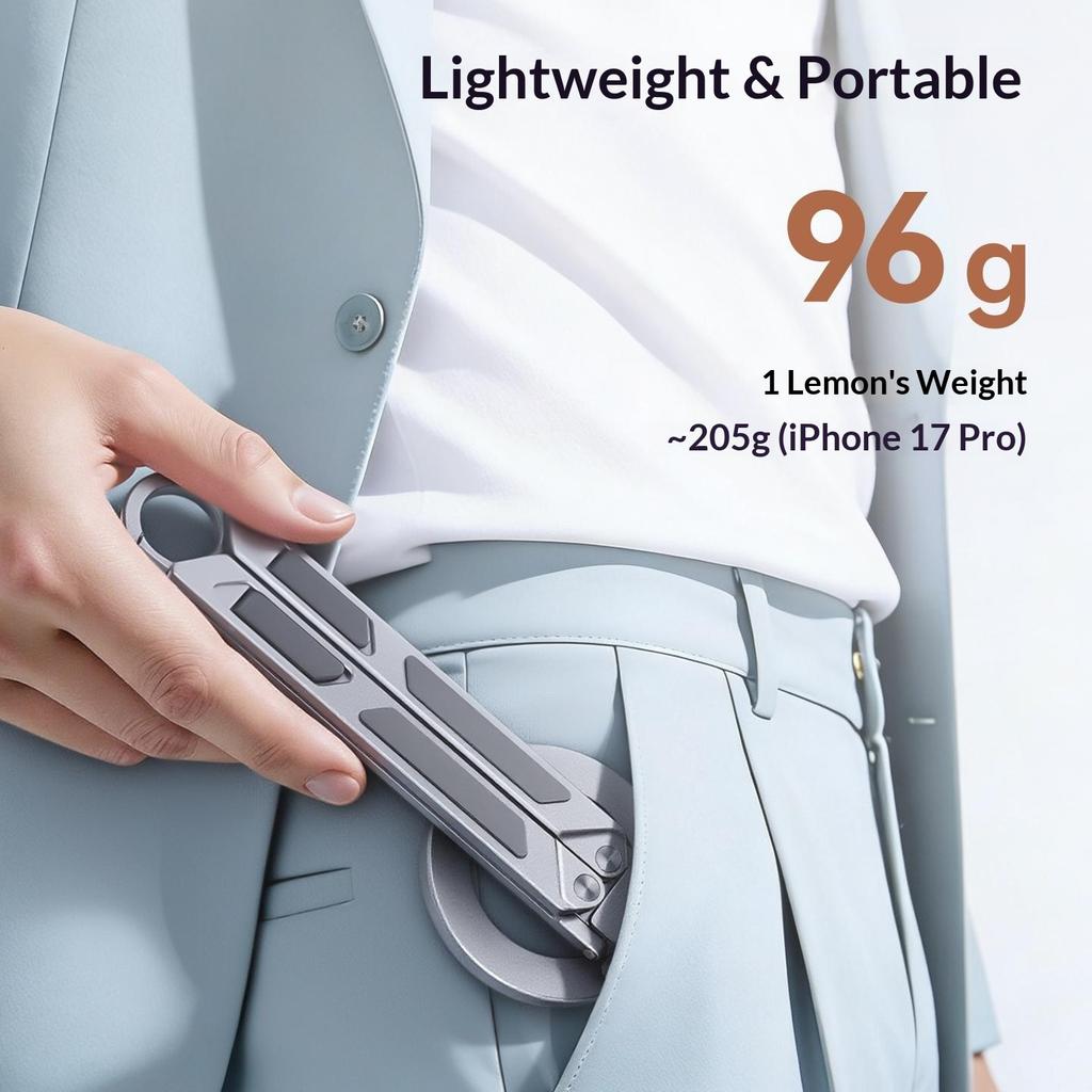 E12 Aluminum Alloy Portable Stand Magnetic Phone Holder Foldable Tablet Stand for Travel / Office / Self-Portrait