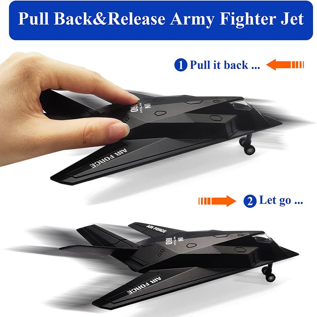 1/400 Scale F-117 Fighter Jet Diecast Metal Military Stealth Airplane Toy - Nighthawk Alloy Model Aircraft with Pullback Action, Lights and Sound