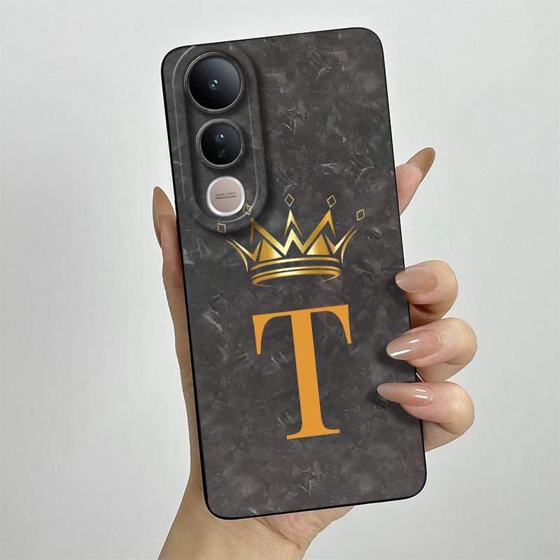 For Vivo V50 Lite Case V2441 Fashion Crown Letters Phone Shell Soft Liquid Silicone Back Cover Full Protection Shockproof Bumper
