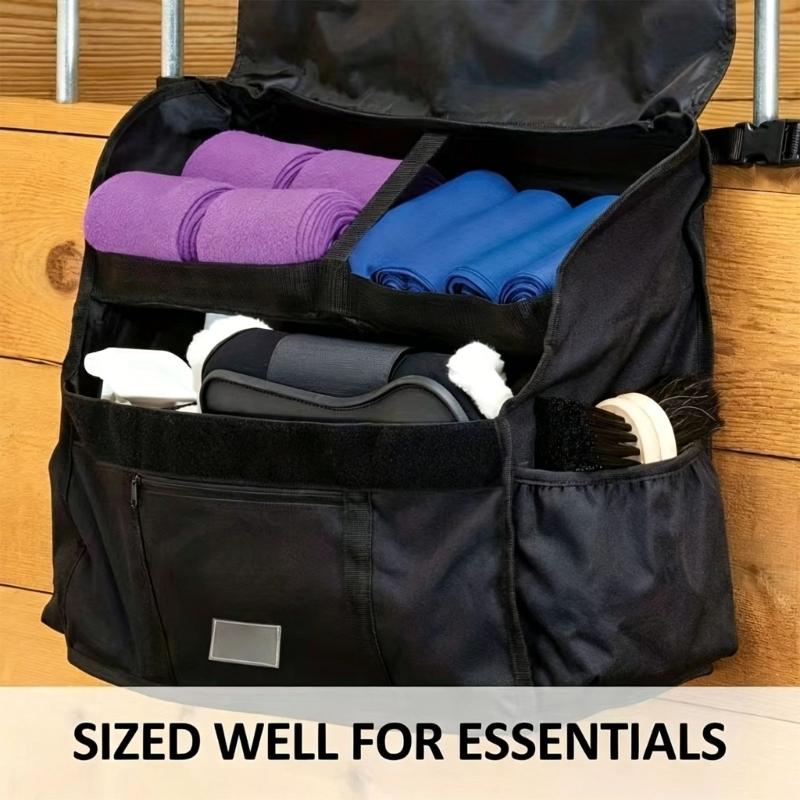 Wear Resistant Double Layer Equestrian Storage Bag Large Capacity Stall Front Bag for Horse Tacks Accessories Enduring
