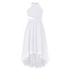Kids Girls Shiny Rhinestone Party Dress Sleeveless Ruched Chiffon Dress High Waist Elegant Evening Formal Prom Dresses