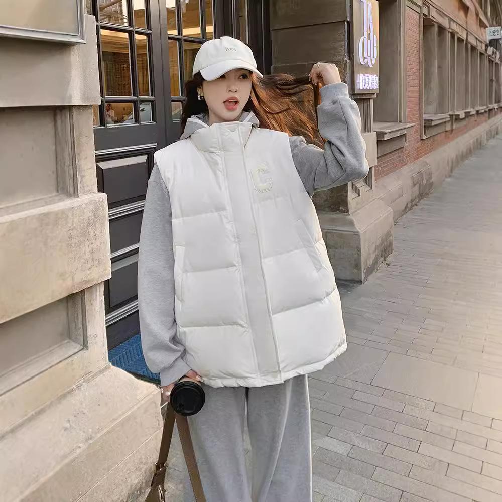 Autumn and winter new cotton-padded vest women's outer vest casual versatile college style Internet celebrity vest jacket