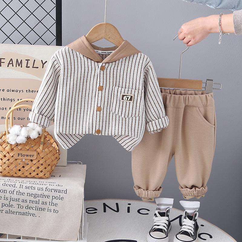 Boys' Striped Hooded Long-Sleeve Shirt - Stylish Kids Autumn & Spring Wear