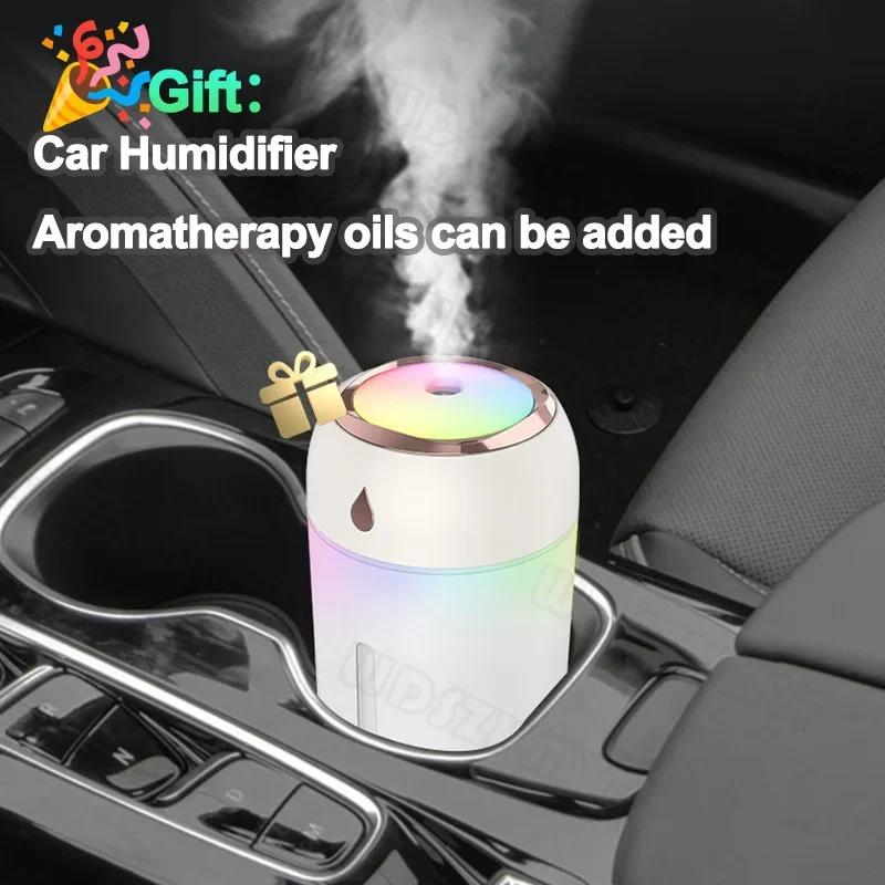 USB Car Humidifier with Color Night Light - Portable Cold Mist Sprayer and Fragrance Oil Diffuser for a Refreshing Drive