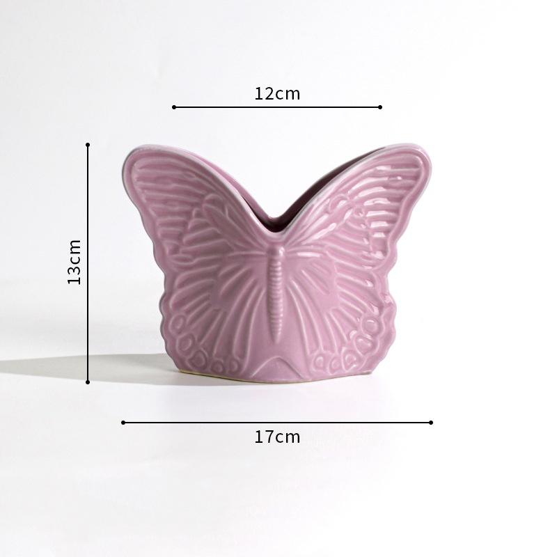 Керамическая ваза Фиолетовая бабочка Рельеф Имитация бабочки Цветочная композиция Ваза для цветов Террариум Аксессуары для домашнего декора