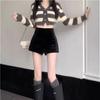 Women's Petite High-Waist Black Velvet Shorts - Autumn/Winter 2025 Collection