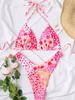 Floral Tie Triangle Cup Sexy Bikini Two Piece Set Elegant Vacation Wear