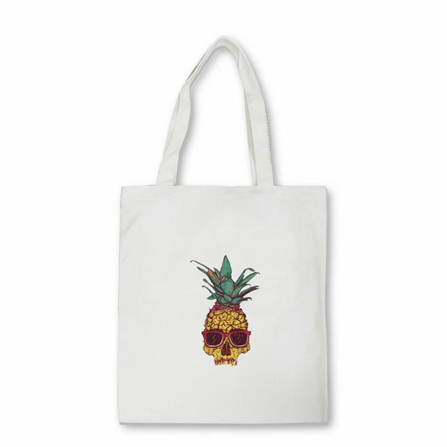 Фрукты аниме Сумка для покупок Ананас Оранжевый принт Сумки Холст Книга Сумка Экологичная многоразовая дорожная сумка для хранения Студенты Bolsas 24*26cm