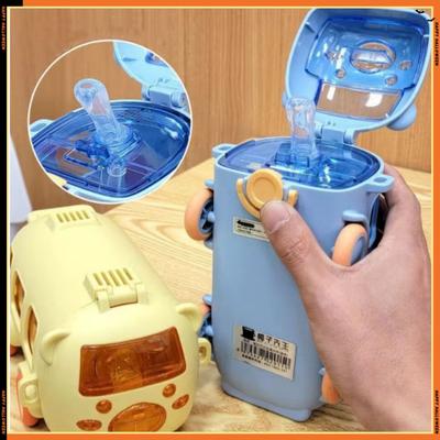 500ML Cute Toy Car Cup with Straw Indoor and Outdoor Water Bottle Large Capacity Plastic Mug for Summer Drinkware Shoulder Strap