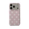 Korean Style Pink-Brown Polka Dot iPhone 16/17 Pro Max Case, Double Layer, Fits 15/14 Models