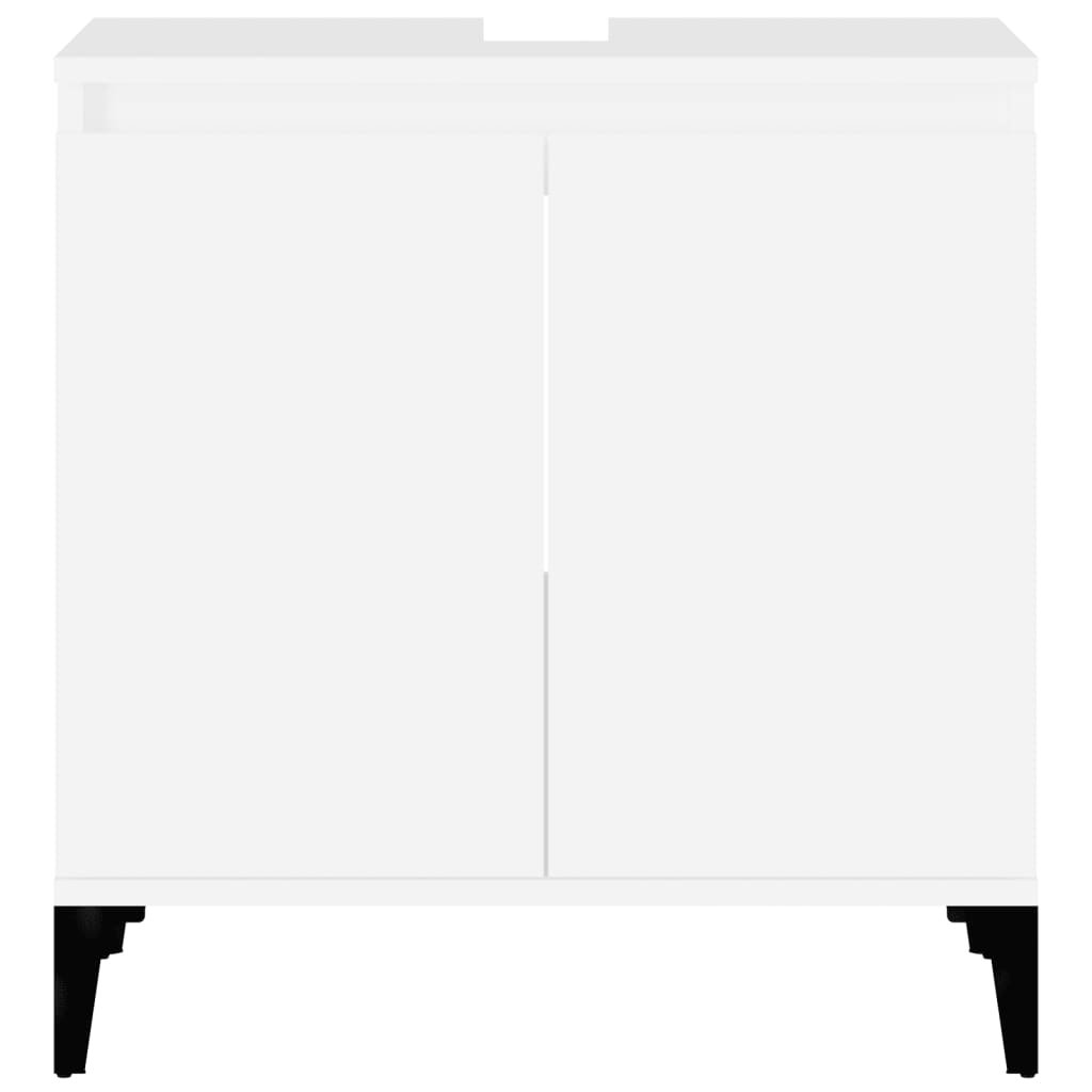 Stauraum Unter Dem Waschbecken Im Badezimmer, Schwarze Dreieckige Fußstütze, Doppeltüriger Stauraum, Viel Stauraum, 58x33x60 Cm