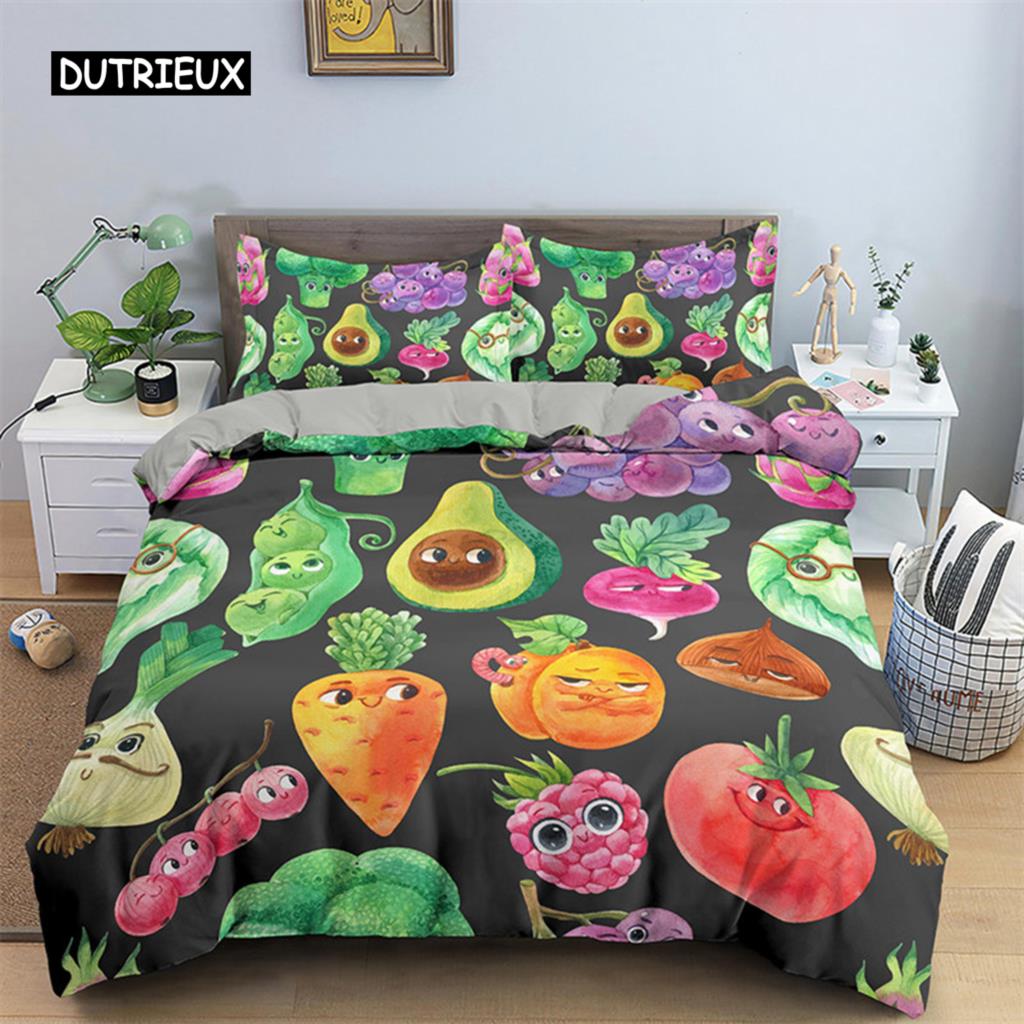 Hamburger Bedding Set Snack Pattern Duvet Cover Twin King For Kids Adults Decor Microfiber 3D Donut Quilt Cover With Pillowcases