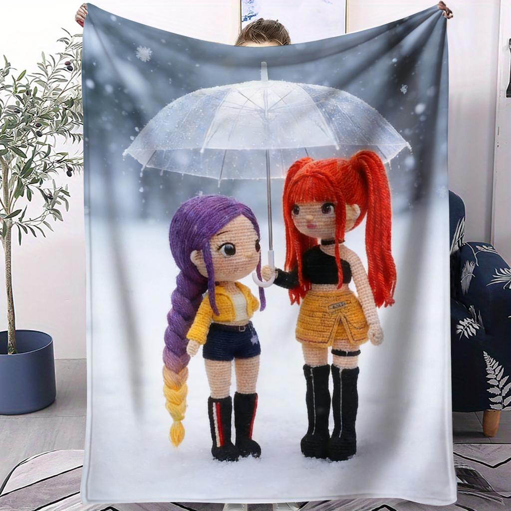KPop Demon Hunters Printed Blanket Girls Boys Plush Throw Blanket Sofa Blankets Warm Birthday Gifts For Girls Huntrix Blankets