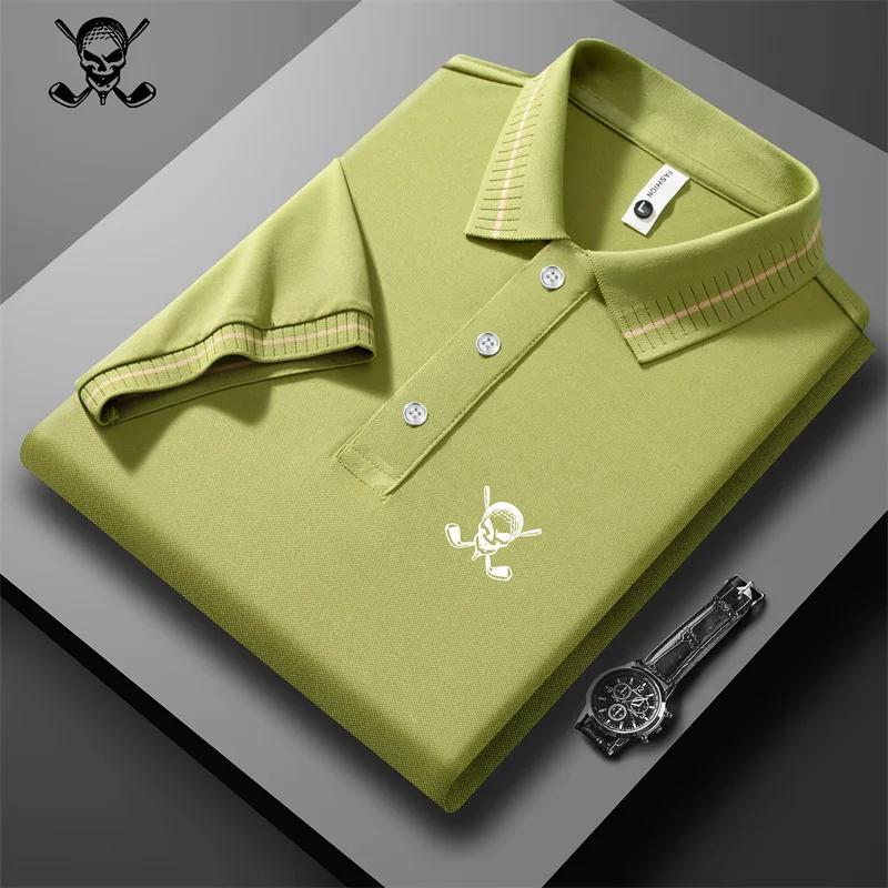 

Високоякісна літня новинка S-3XL, чоловіча футболка з коротким рукавом, прохолодна та дихаюча футболка поло, повсякденний діловий топ 3XL світло-зелений колір