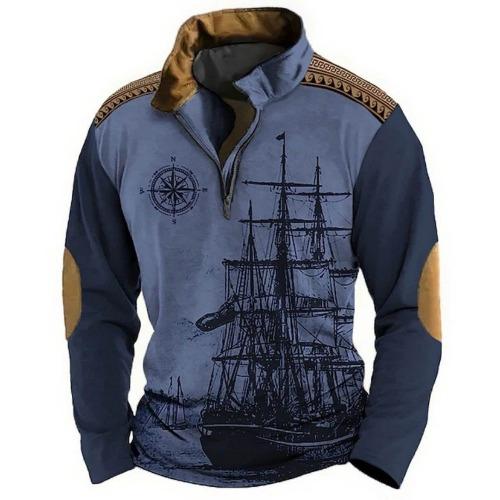 Fashion Men's Sweatshirt 3d Printed Half Zip Men's Polo Shirt