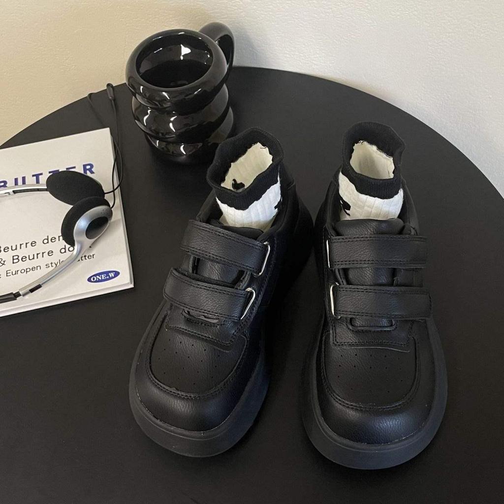 Damen 2025 Frühling/Sommer Klettverschluss Dicksohlige Weiße Sneakers – Höhenerhöhend, Vielseitig, Lässig, Hässlich-Süße Big Head Brotschuhe