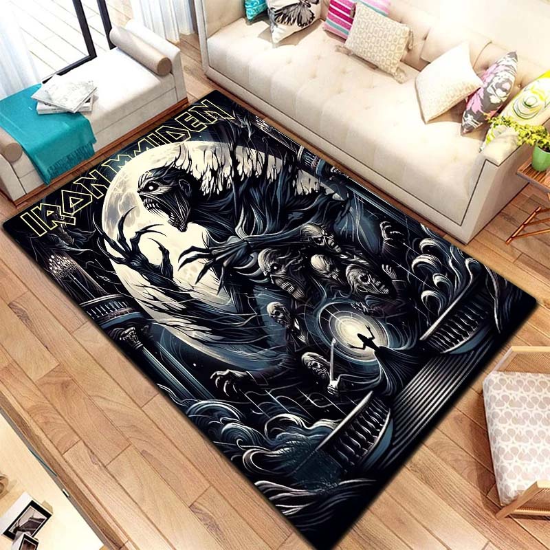 Band I-Iron M-Maidens Carpet Yoga Mat Living Room Bedroom Decoration Home Office Hotel Entrance Non slip Area Flannel CarpetGift