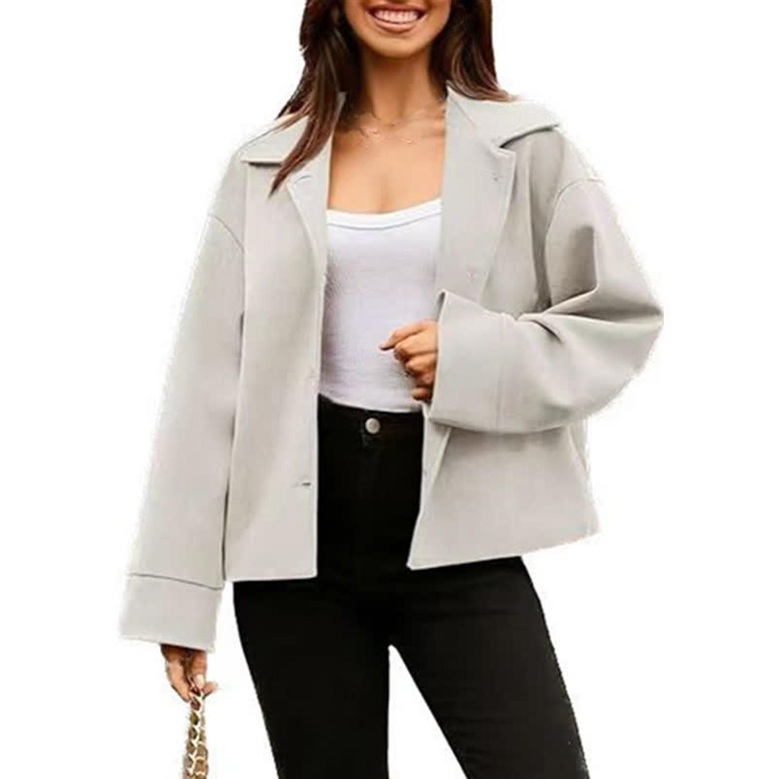 

Женский однотонный повседневный короткий пиджак с длинным рукавом на пуговицах пиджак XL белый