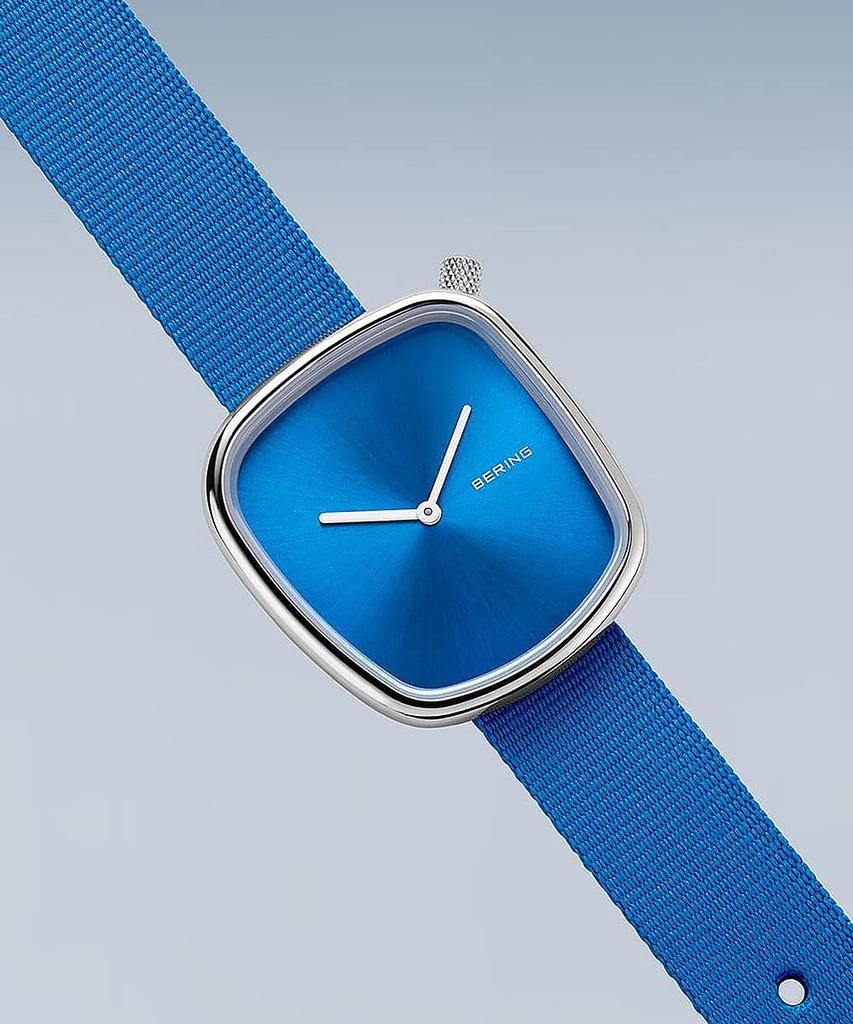 BERING Pebble 18034-308 unisex watch blue stainless steel mesh strap sapphire glass