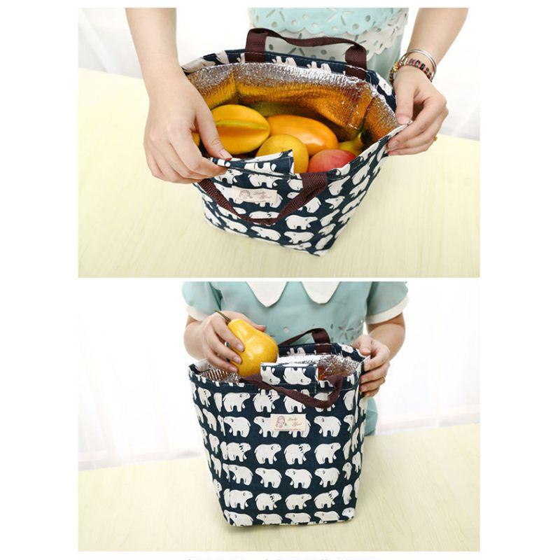 Charming Hedgehog And Whale Canvas Cooler Lunch Bag With Thermal Insulation