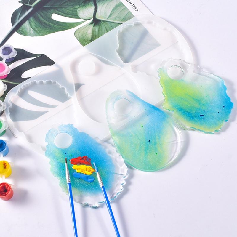 Cosmetic Makeup Palette Spatula Tool Resin Casting Mold Eye Shadow Makeup Irregular Round Palette Panel Mould Craft Tool