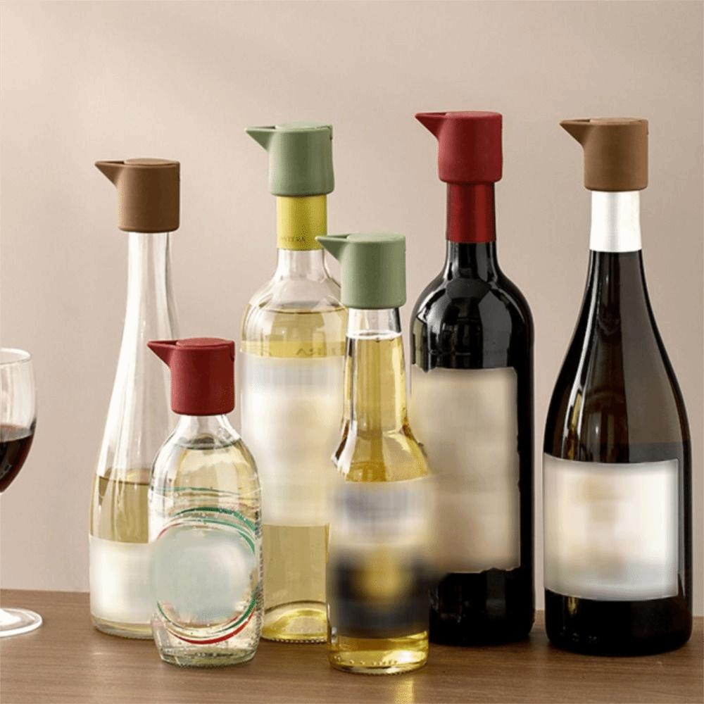 2Pcs Bar Tool Silicone Wine Stopper V-Shaped Pour Spout Leakproof Wine Bottle Cover Airtight Wine Sealing Cap Champagne