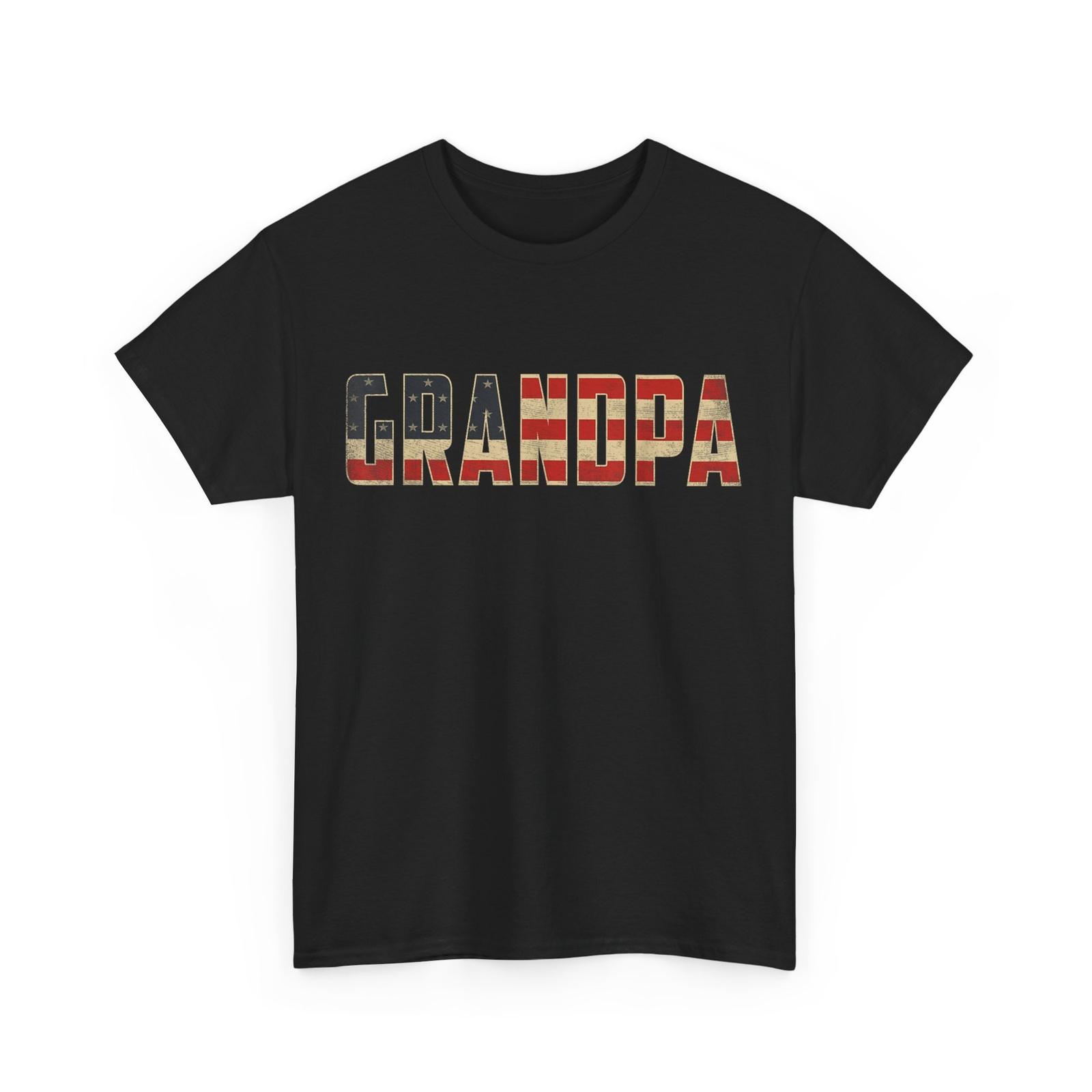 Grandpa Bold American Flag Shirt, Father’s Day Grandpa Patriotic T-Shirt XXL