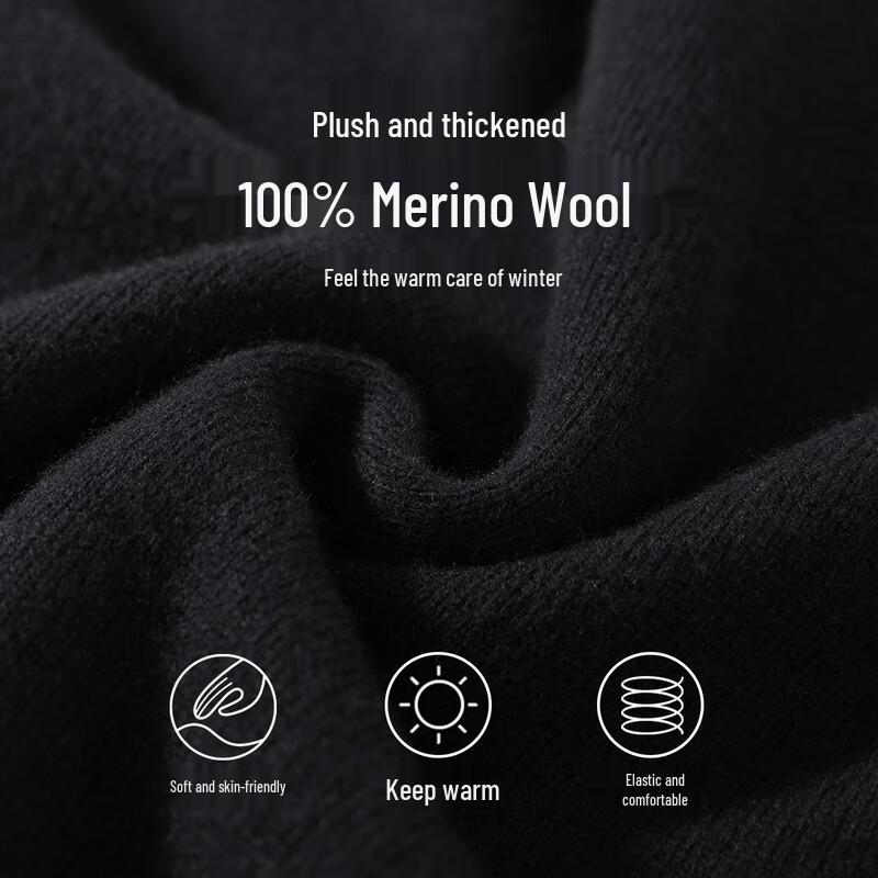 Antonio Men's Plus Velvet 100% Wool Thermal Sweater