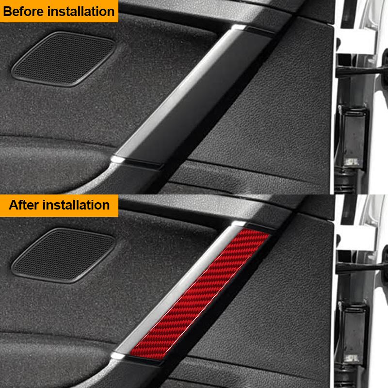 4PCS Real Carbon Fiber Car Inner Door Armrest Panel Decorative Sticker For Volkswagen Golf 7 2014-2019 Car Interior Accessories