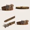 Womens Star Pattern Faux Leather Belt With Alloy Snap Buckle For Casual Wear