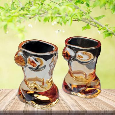 2 pièces, Mini corps féminin verre transparent verre à vin, Femme posant verre à whisky, Verre à liqueur créatif, Décorations pour armoire à vin