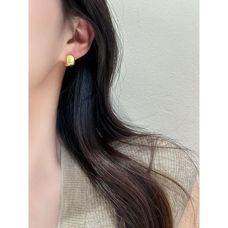 Sterling Silver Needle Fashion Niche Normcore Bag Design Shaped Metal Brushed Water Drop Beanie Earrings Fancy Ear Studs