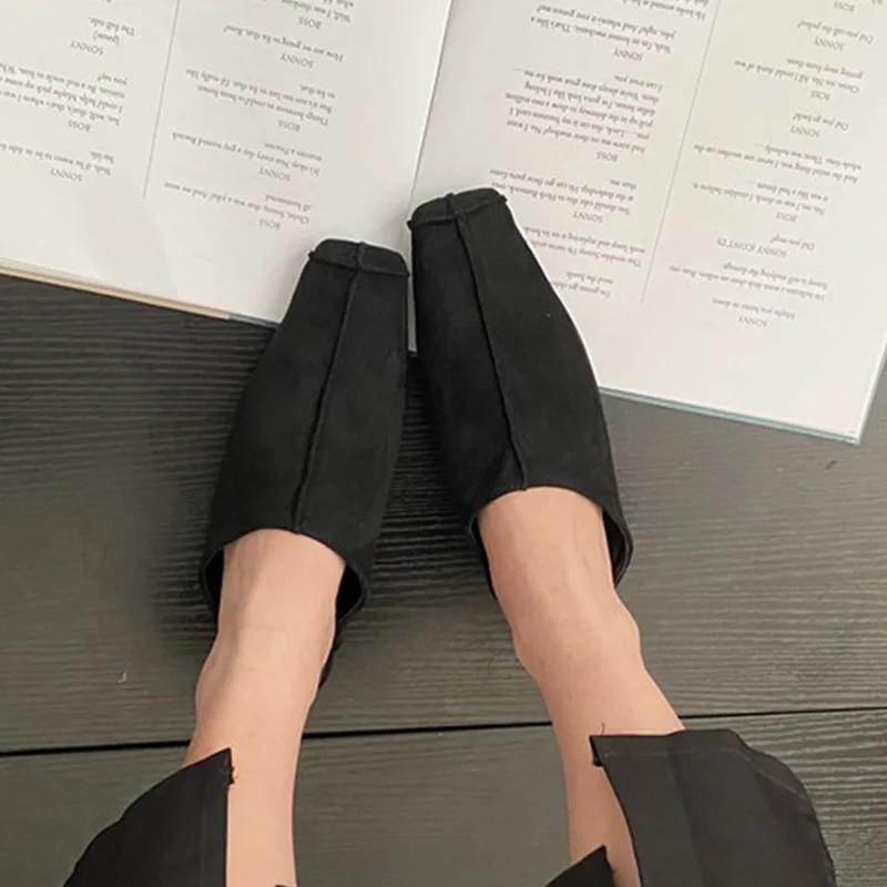 Women Flats Slippers Summer Square Toe Fashion Sandals Casual Cozy Woman Mules Shoes 2025 New Trend Designer Dress Lady Zapatos