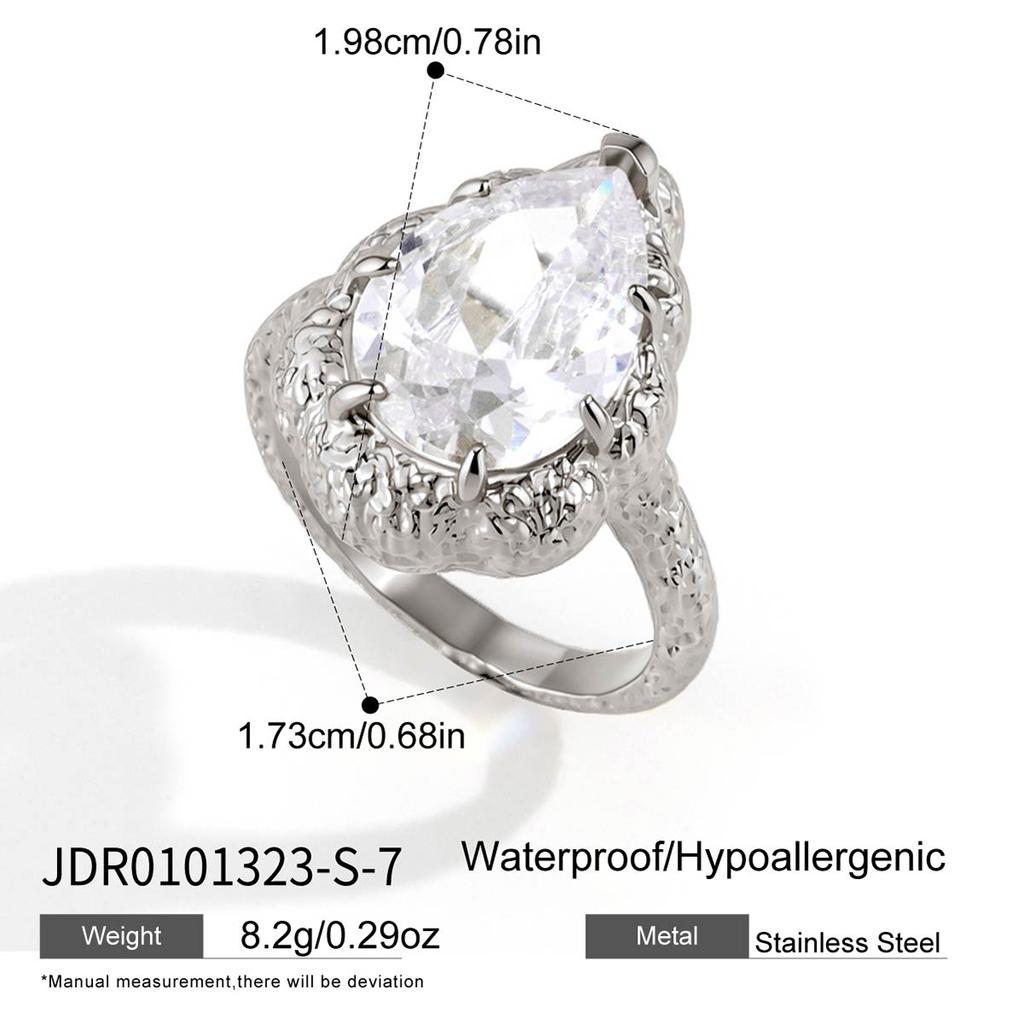 Youthway Classic Big Water Drop Zircon Rings For Women Minimalist 18K Gold PVD Plated Stainless Steel Rings Fashion Jewelry Gift