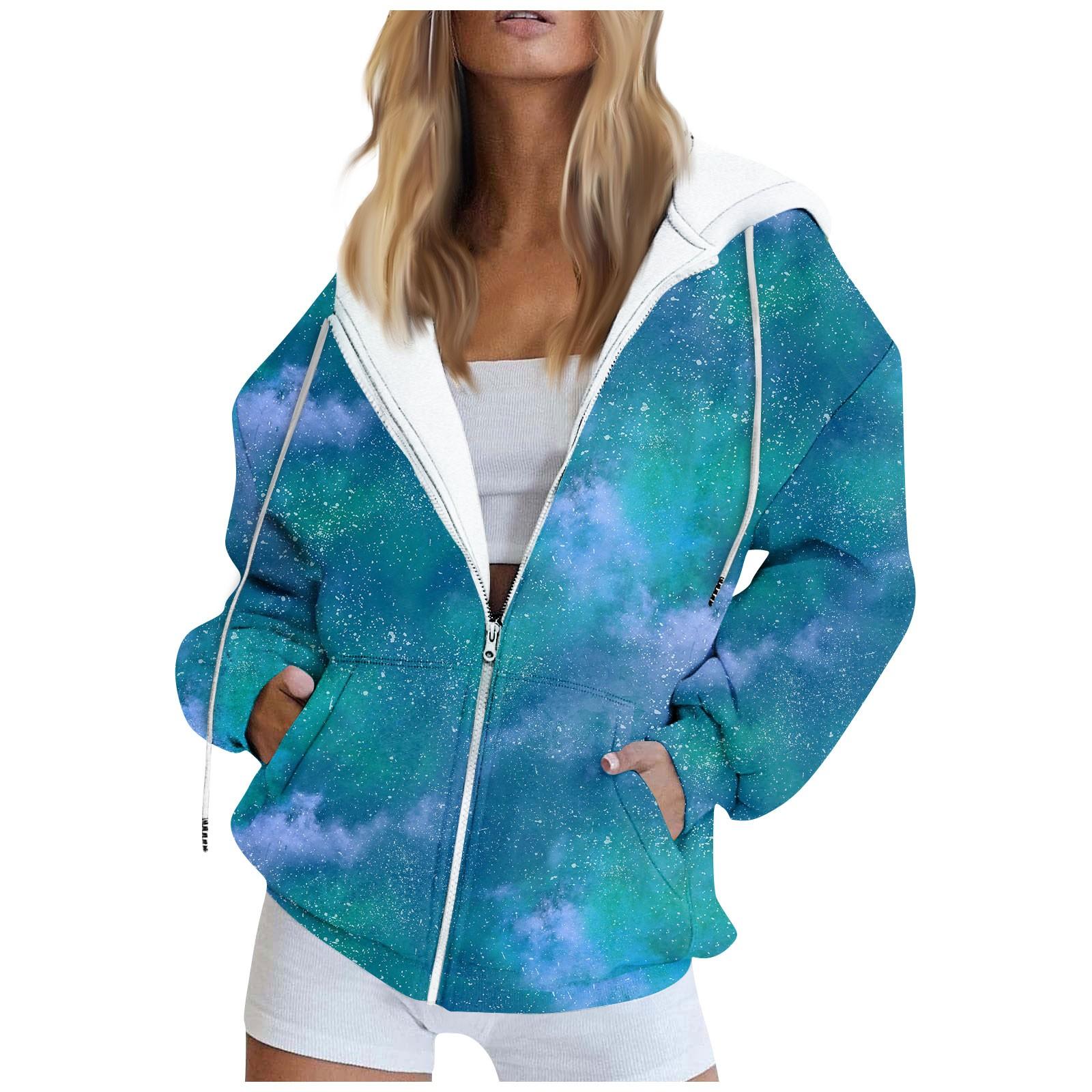 

Женская толстовка с длинным рукавом и принтом, куртка с карманом и длинными рукавами, пальто с капюшоном на молнии, осень S синий