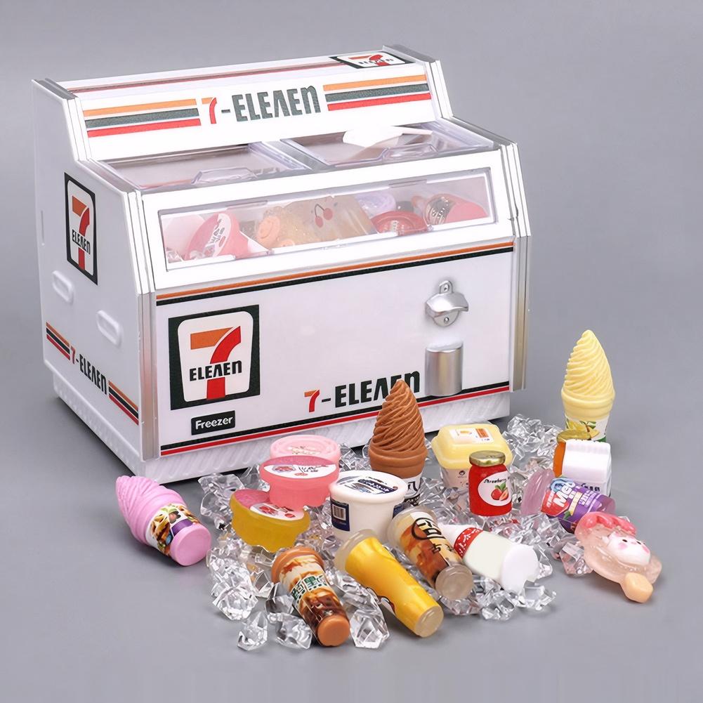 New 711 Mini Freezer Magnet for Refrigerator Sticker DIY Miniature Supermarket Horizontal Display Simulation Model Fridge Magnet