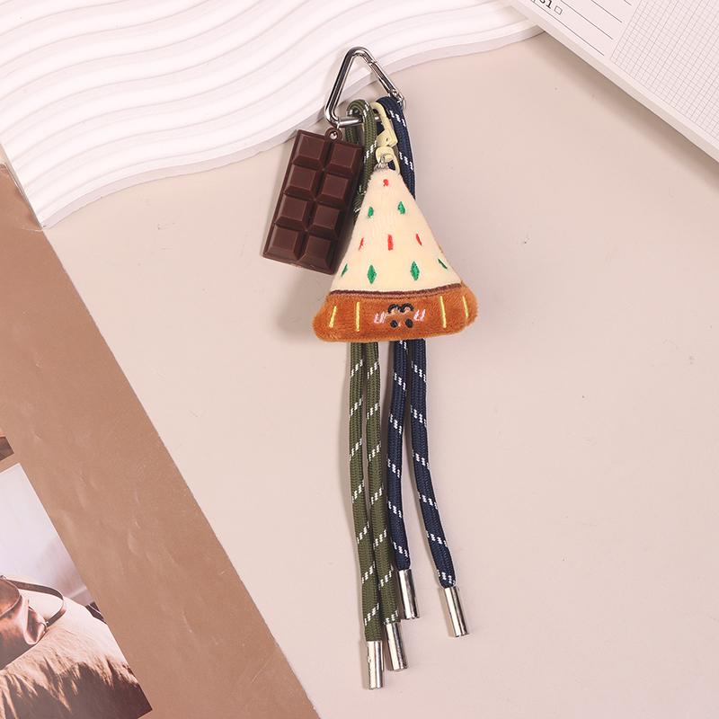 Fun Cartoon Bread Plush Keychain Y2K Trendy Braided Rope Lanyard Keyring Car Key Holder Bag Pendant Backpack Hanging Decoration