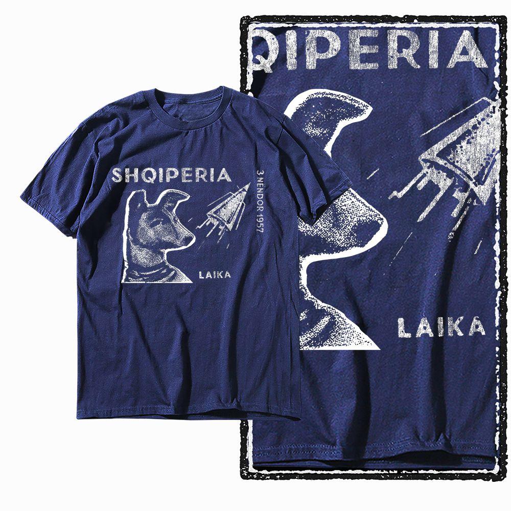 

G60 NAVY Cool 100% Cotton Dog Laika Printed Men s T-shirt | Streetwear Big Size Vintage O-neck men s Tee Tshirt S