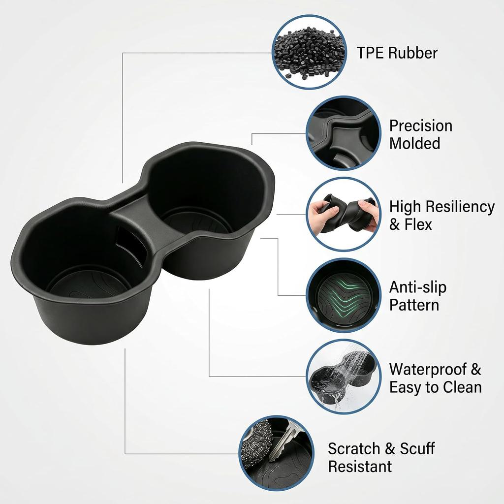 Center Console Cup Holder Insert for 2025 Forester, Compatible with Subaru, Flexible Cupholder Coaster Organizer, Anti Slip Drink Stabilizer Interior