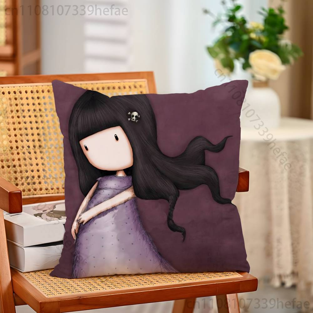 

SSantoro GGorjuss Funny Pillow Case Antidustmite Pillowcase Invisible Zipper Silky Short Plush Sofa Cushion Cover 30x30cm