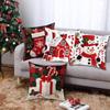 Christmas Cushion Cover Snowflake Christmas Tree Pattern Christmas Pillow Cover Elk Decorative Square Shape