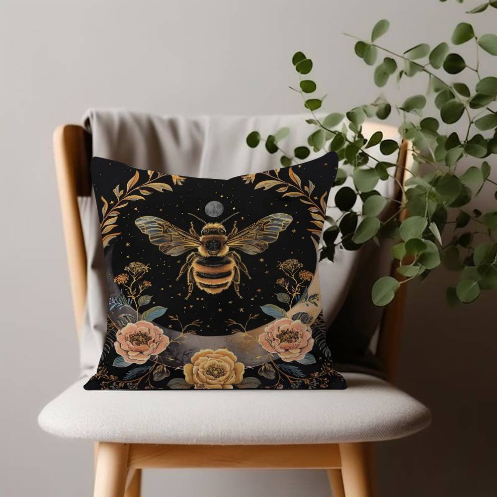 Mystical Vintage Bee Pattern Cushion Cover Pillowcase Upholstery Pillows for Sofa Throw Pillow Home Decor Pillowcas