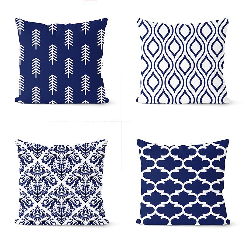 Navy Blue Cushion Geometric Pillowcase Decorative Pillow Home Decor Throw
